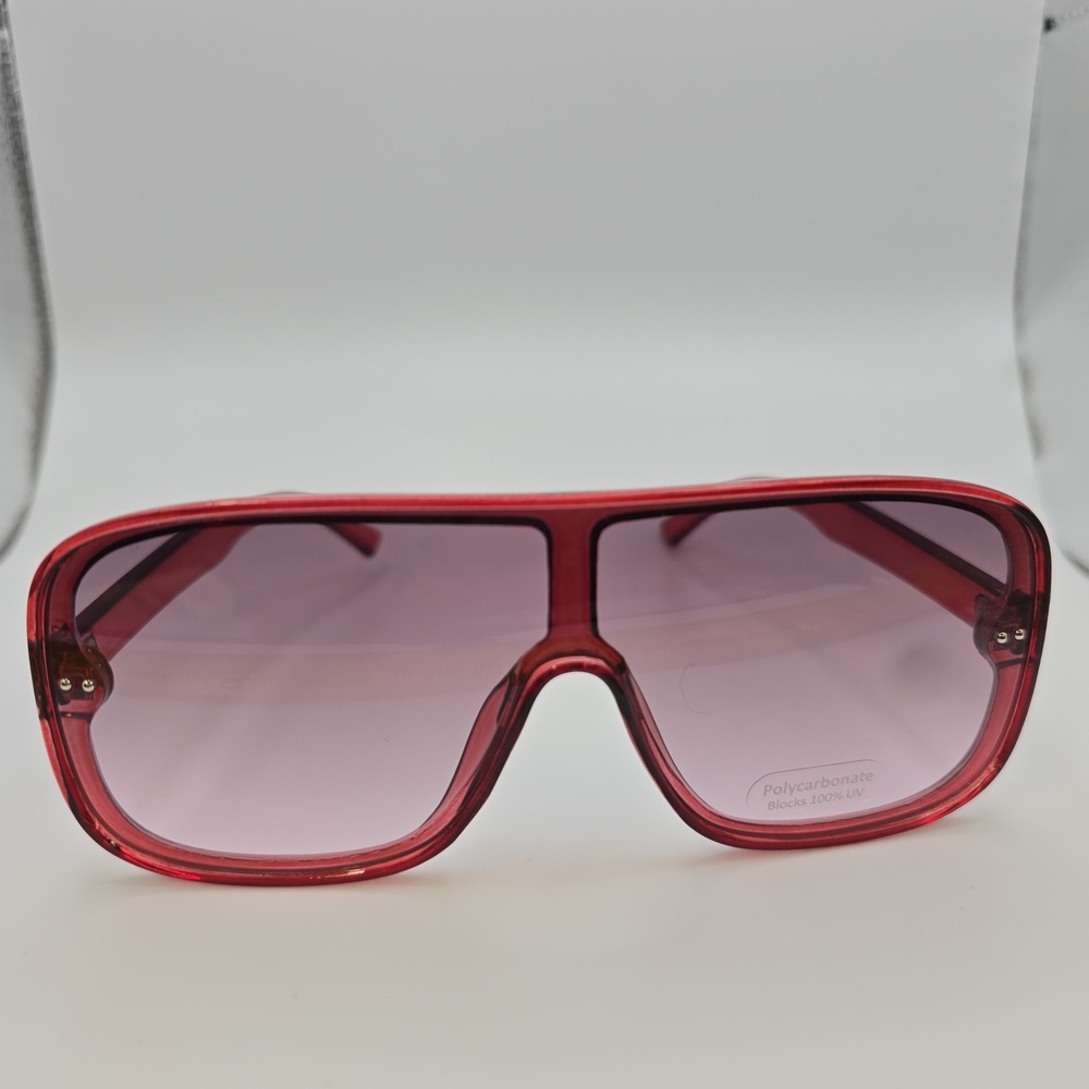 NEW Oversized Shield Sunglasses Red Tinted Lens Retro Y2K‎